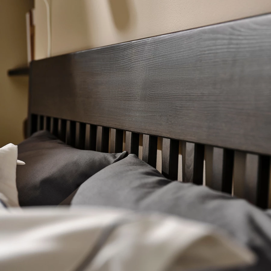 Каркас кровати с выдвижными ящиками - IKEA IDANÄS/IDANAS/LÖNSET/LONSET, 200х160 см, темно-коричневый, ИДАНЭС/ЛОНСЕТ ИКЕА (изображение №9)
