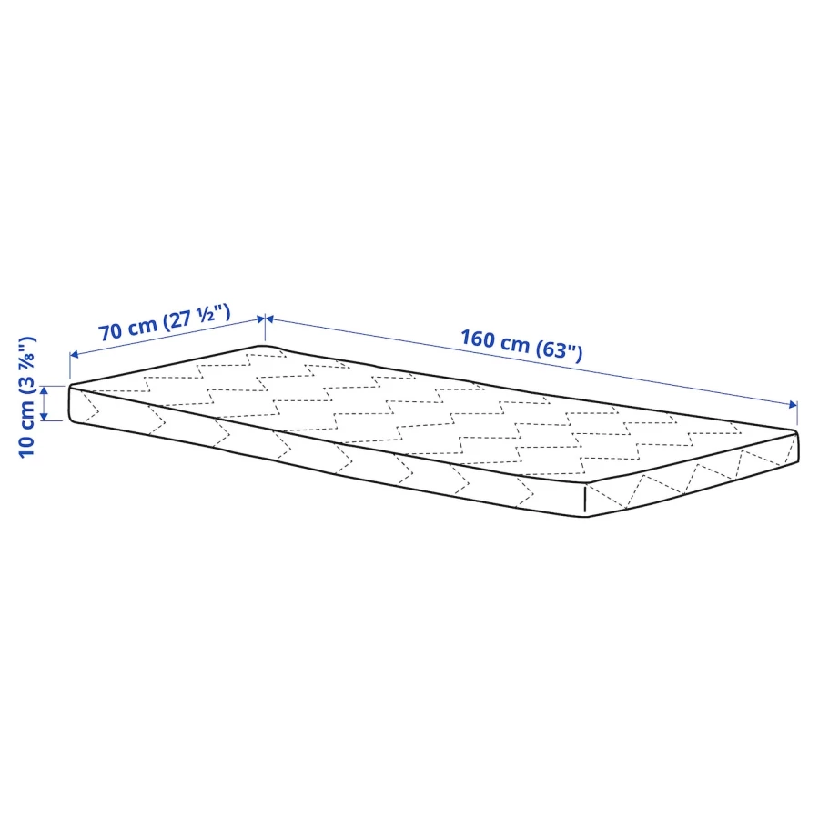 Матрас для детской кроватки - UNDERLIG IKEA/ УНДЕРЛИГ ИКЕА, 70х160 см, белый (изображение №6)