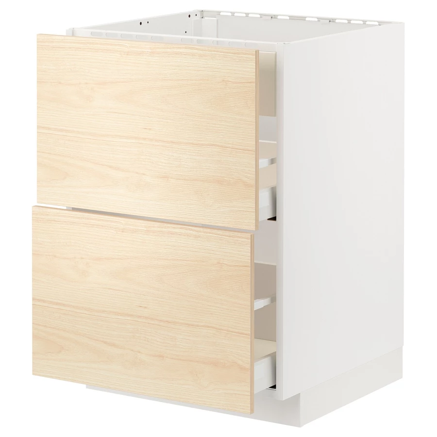Напольный кухонный шкаф  - IKEA METOD MAXIMERA, 88x62x60см, белый/светлый ясень, МЕТОД МАКСИМЕРА ИКЕА (изображение №1)