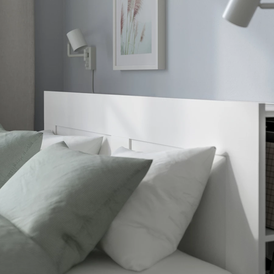 Основание двуспальной кровати - IKEA BRIMNES/LÖNSET/LONSET, 180х200 см, белый, БРИМНЕС/ЛОНСЕТ ИКЕА (изображение №7)