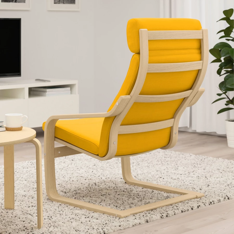 Кресло - IKEA POÄNG/POANG/ПОЭНГ ИКЕА, 68х82х100 см, жёлтый (изображение №3)