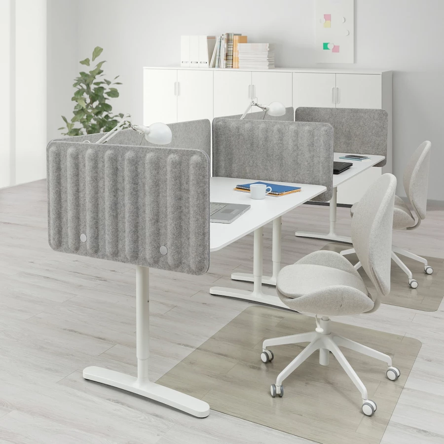 Письменный стол с экраном - IKEA BEKANT, 320х80х48 , серый/белый, БЕКАНТ ИКЕА (изображение №2)