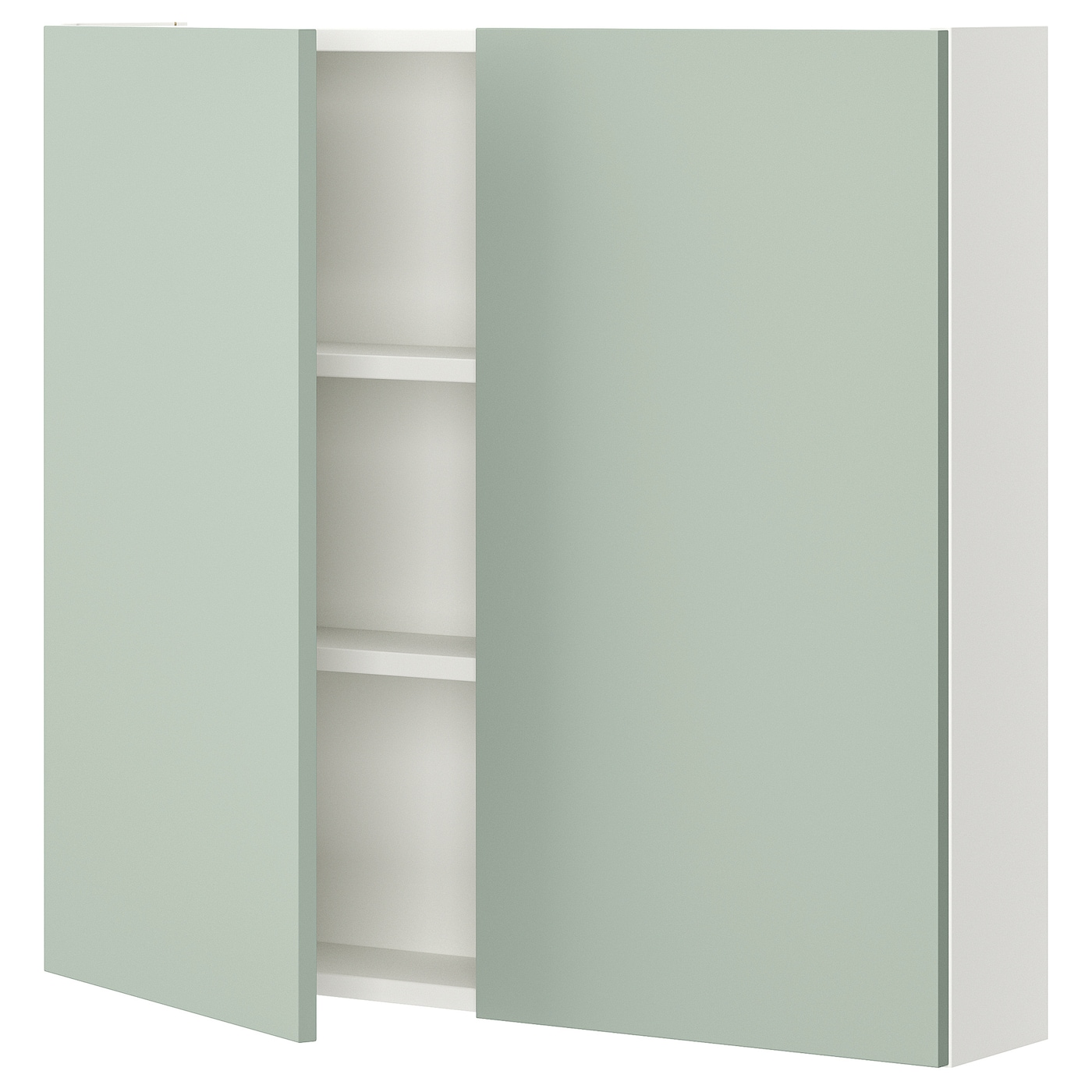 Навесной шкаф с 2 полками/дверью - IKEA ENHET/ЭНХЕТ ИКЕА, 75х17х80 см, белый/зеленый