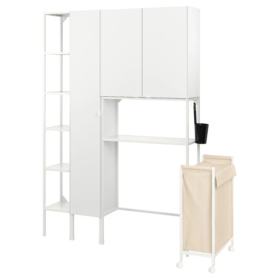 Комбинация шкафов  для прачечной и ванной - ENHET IKEA/ ЭНХЕТ ИКЕА,80x32x204 см, белая (изображение №1)