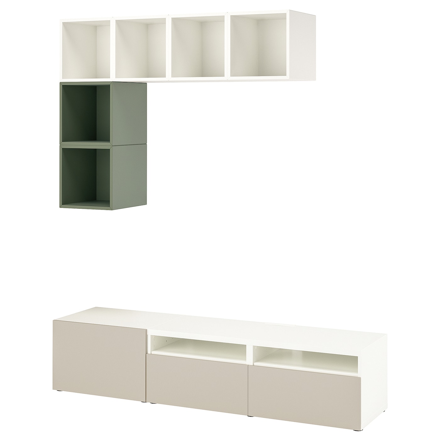 Комплект мебели д/гостиной  - IKEA BESTÅ/BESTA EKET, 180x42x170см, белый/светло-зеленый, БЕСТО ЭКЕТ ИКЕА