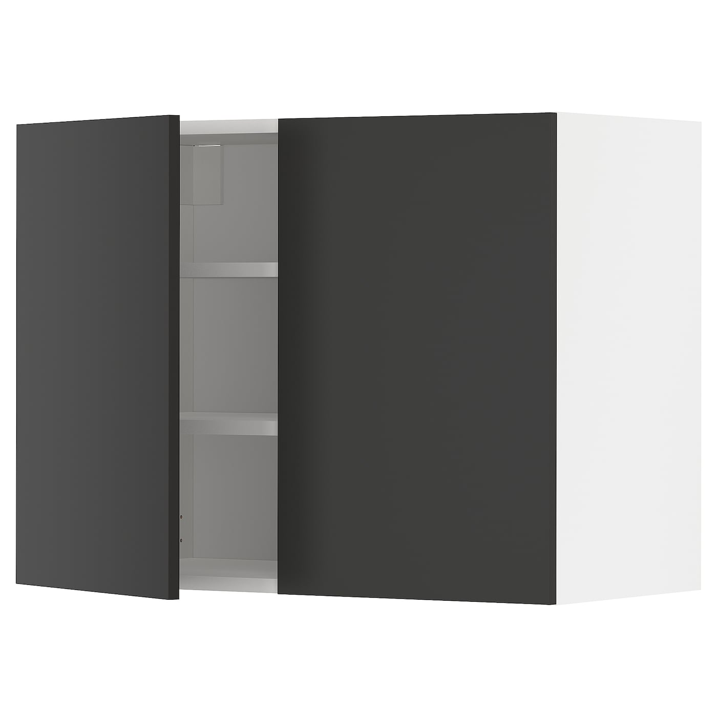 Навесной шкаф с полкой - METOD IKEA/ МЕТОД ИКЕА, 80х60 см, белый/черный