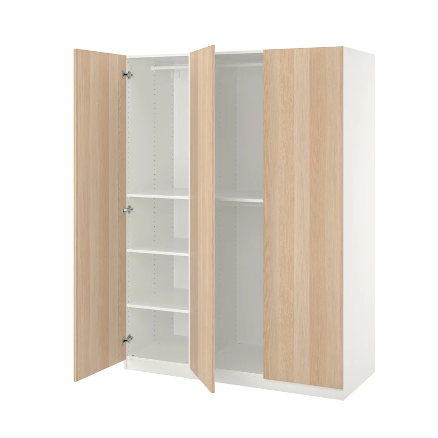 Шкаф - IKEA PAX/FORSAND/ПАКС/ФОРСАНД ИКЕА, 150х60х201,2 см, белый/светло-коричневый (изображение №1)
