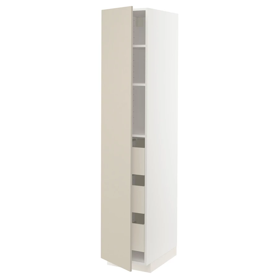 Высокий шкаф - IKEA METOD/MAXIMERA/МЕТОД/МАКСИМЕРА ИКЕА, 200х60х40 см, белый/бежевый (изображение №1)
