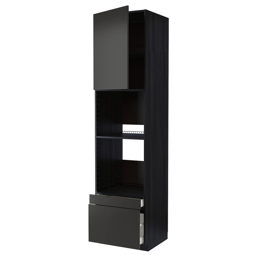 Высокий шкаф - IKEA METOD/MAXIMERA/МЕТОД/МАКСИМЕРА ИКЕА, 240х60х60 см, черный (изображение №1)