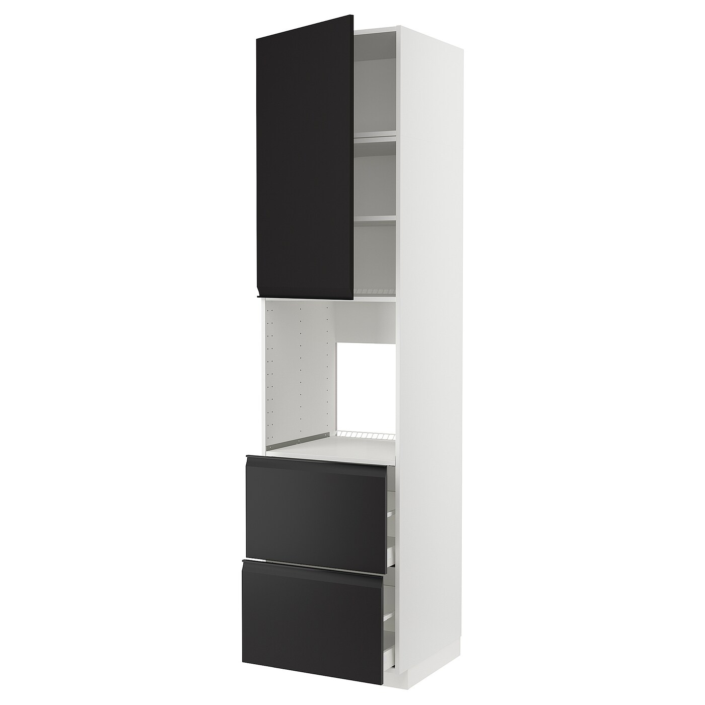 Высокий шкаф с ящиками - IKEA METOD/MAXIMERA/МЕТОД/МАКСИМЕРА ИКЕА, 240х60х60 см, белый/черный
