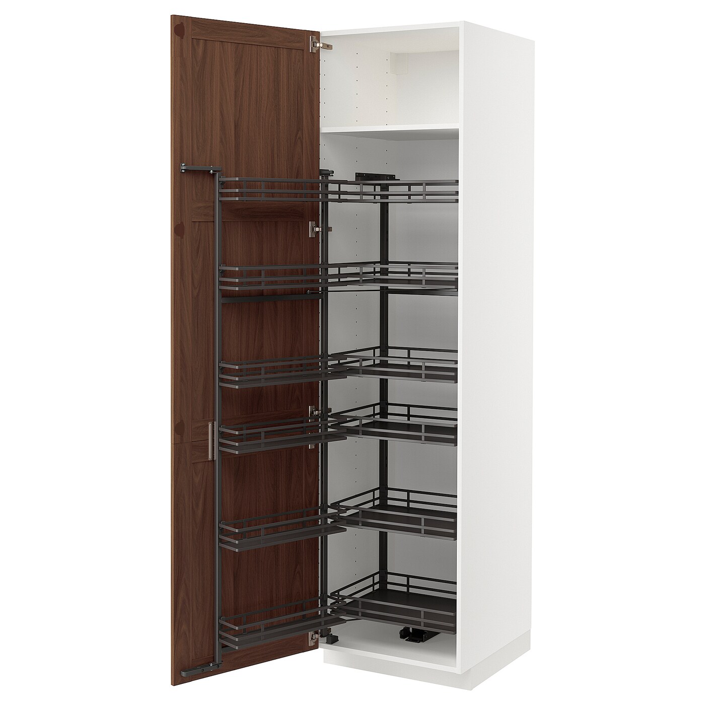 Высокий шкаф с выдвижной кладовой - IKEA METOD/МЕТОД ИКЕА, 60х60х220 см, белый/коричневый
