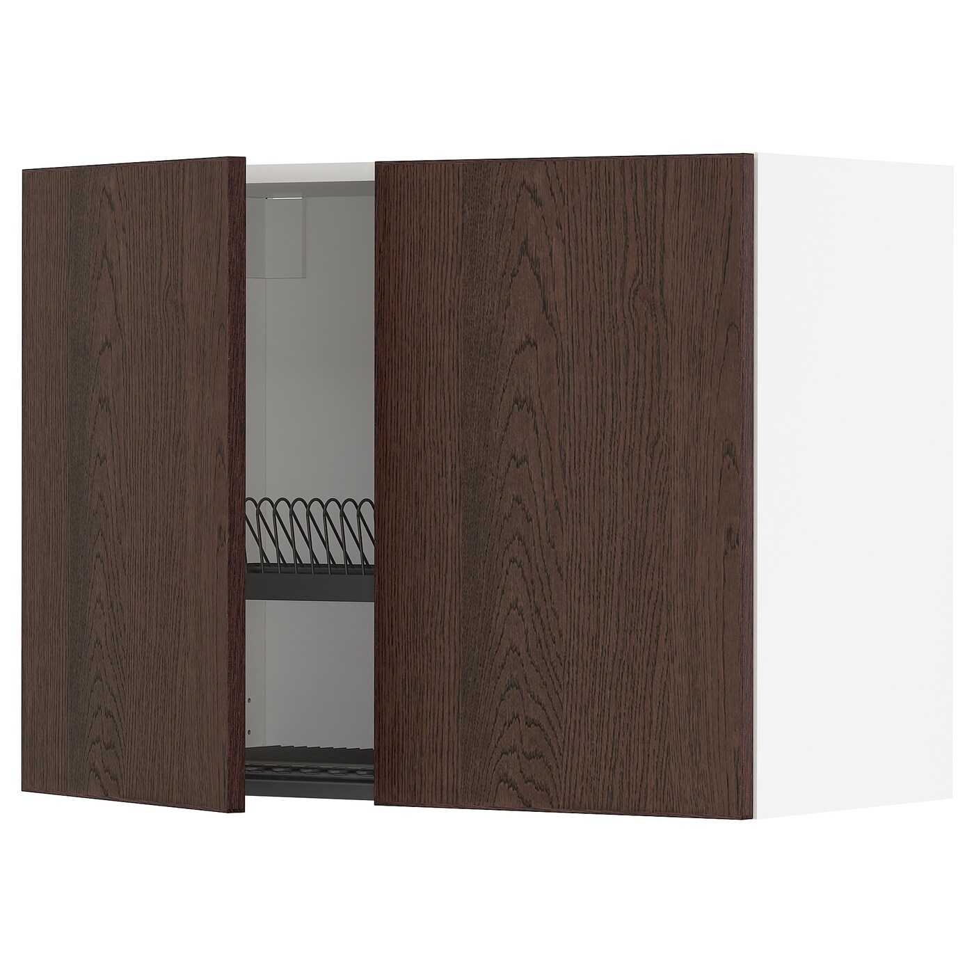 Навесной шкаф с сушилкой - METOD IKEA/ МЕТОД ИКЕА, 60х80 см, коричневый/белый
