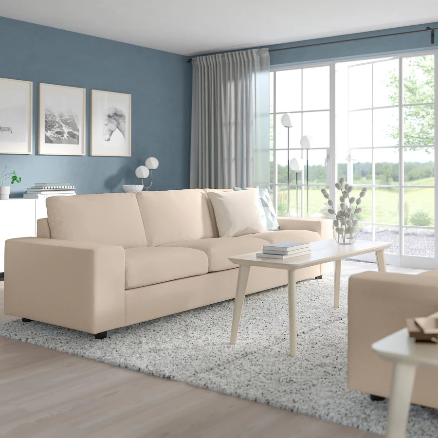 3-местный диван-кровать - IKEA VIMLE, 98x275см, бежевый, ВИМЛЕ ИКЕА (изображение №3)