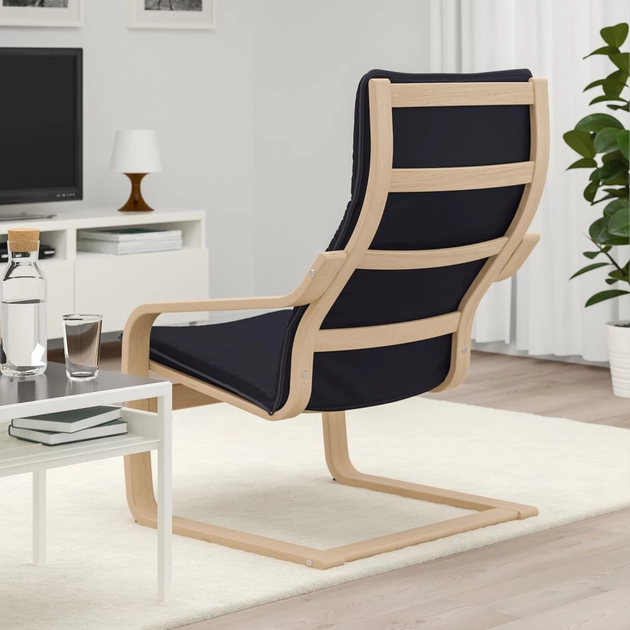 Кресло - IKEA POÄNG/POANG/ПОЭНГ ИКЕА, 68х82х100 см, чёрный (изображение №3)