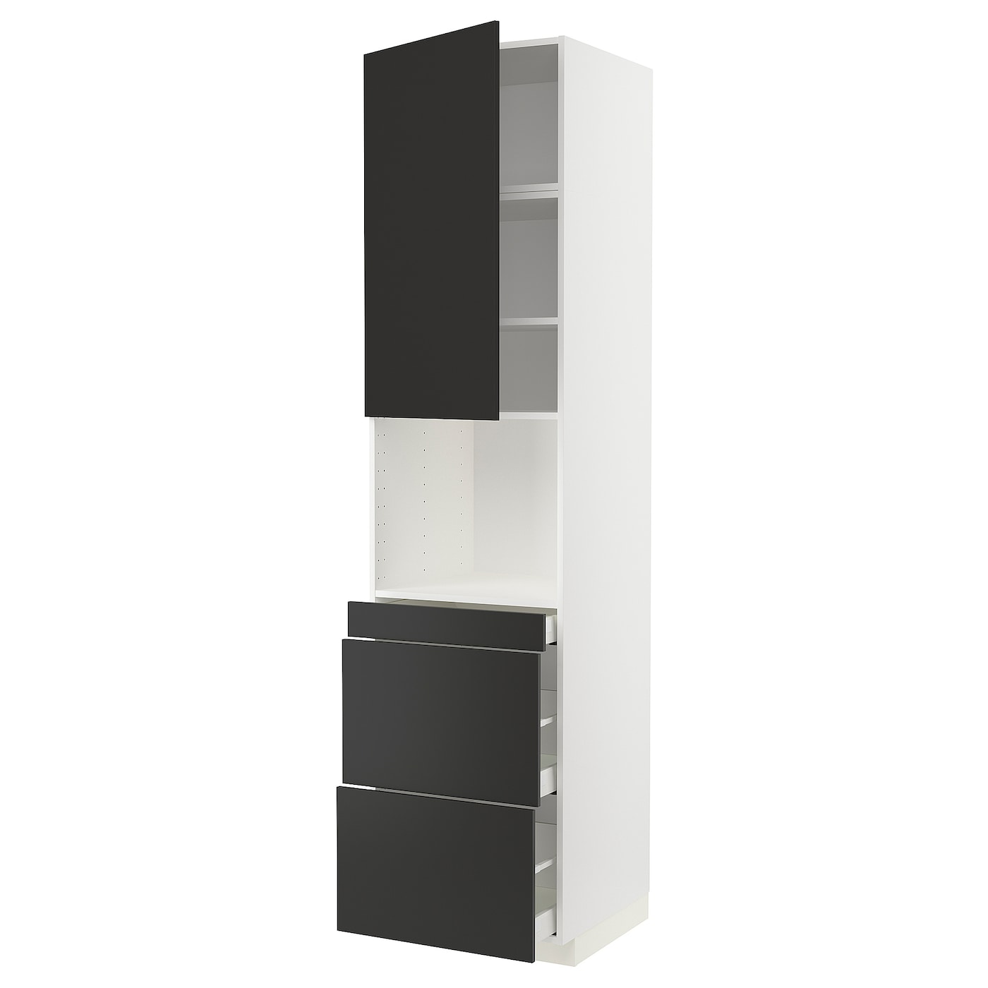 Высокий шкаф с ящиками - IKEA METOD/MAXIMERA/МЕТОД/МАКСИМЕРА ИКЕА, 240х60х60 см, белый/черный