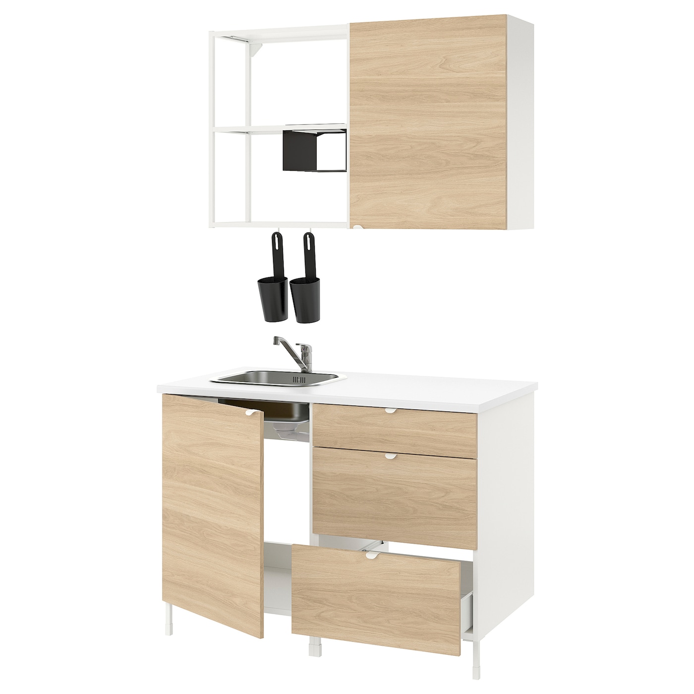 Кухонная комбинация для хранения вещей  - ENHET  IKEA/ ЭНХЕТ ИКЕА, 123x63,5x222 см, белый/бежевый