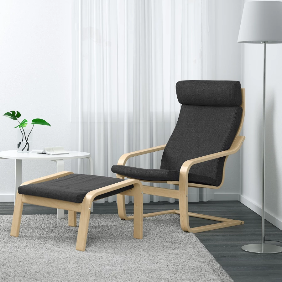 Кресло-качалка - IKEA POÄNG/POANG/ПОЭНГ ИКЕА, 68х82х100 см, чёрный (изображение №2)