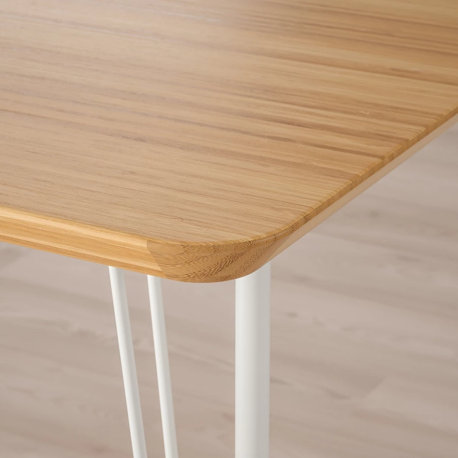 Письменный стол - IKEA ANFALLARE/KRILLE, 140х65 см, бамбук/белый, АНФАЛЛАРЕ/КРИЛЛЕ ИКЕА (изображение №4)