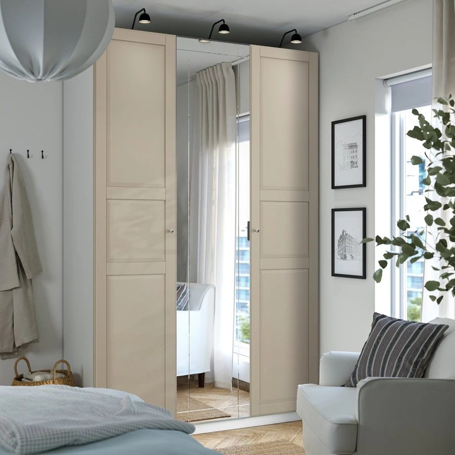 Гардеробная комбинация - IKEA PAX/TYSSEDAL/KAMMARTORP/ ПАКС/ТИССЕДАЛЬ ИКЕА, 236x150x60 см ,белый/бежевый (изображение №2)
