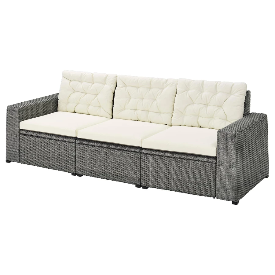 3-местный модульный диван - IKEA SOLLERÖN/SOLLERON/СОЛЛЕРОН ИКЕА, 84х82х223 см, белый/серый (изображение №1)
