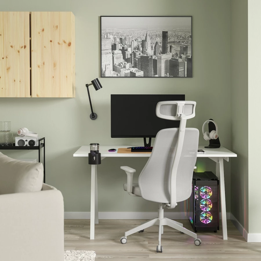 Стол и стул - IKEA TROTTEN / MATCHSPEL, белый/светло-серый, ТРОТТЕН/МАТЧСПЕЛ ИКЕА (изображение №2)