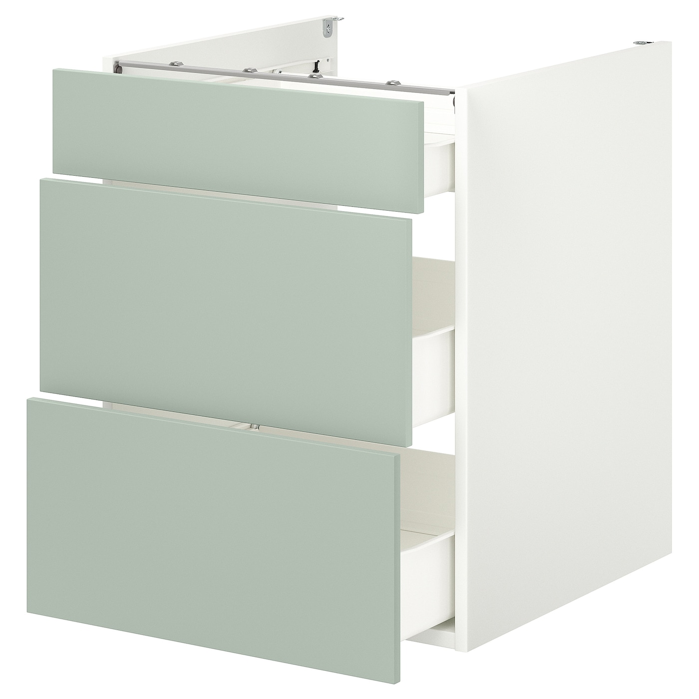 Напольный шкаф с ящиками - IKEA ENHET, 75x62x60см, белый/светло-серый, ЭХНЕТ ИКЕА