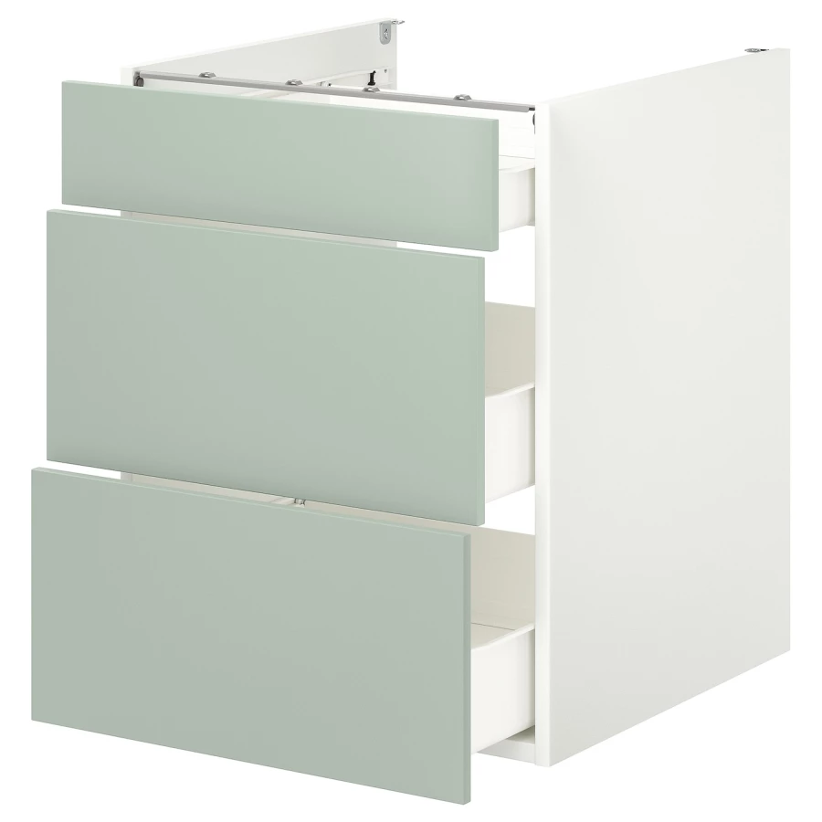 Напольный шкаф с ящиками - IKEA ENHET, 75x62x60см, белый/светло-серый, ЭХНЕТ ИКЕА (изображение №1)