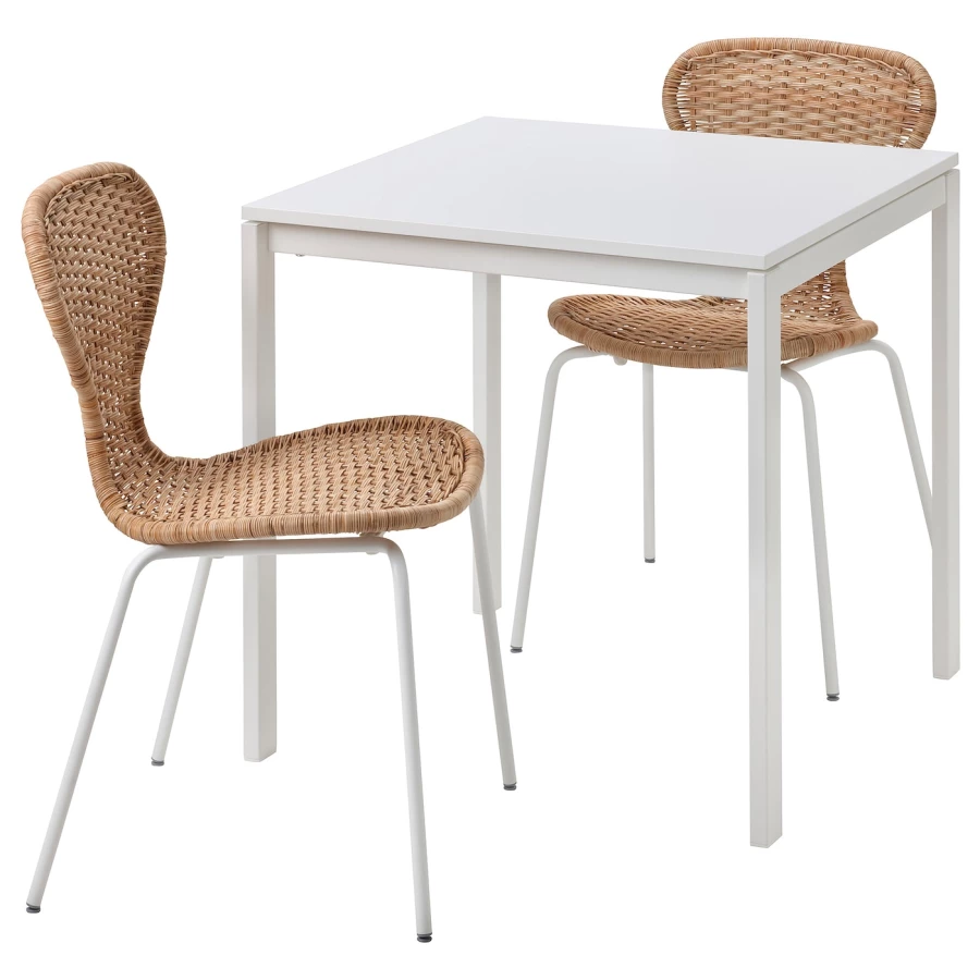 Кухонный стол - MELLTORP/ÄLVSTA IKEA/ МЕЛЛЬТОРП /АЛЬВСТА ИКЕА, 75х75 см, белый/бежевый (изображение №1)