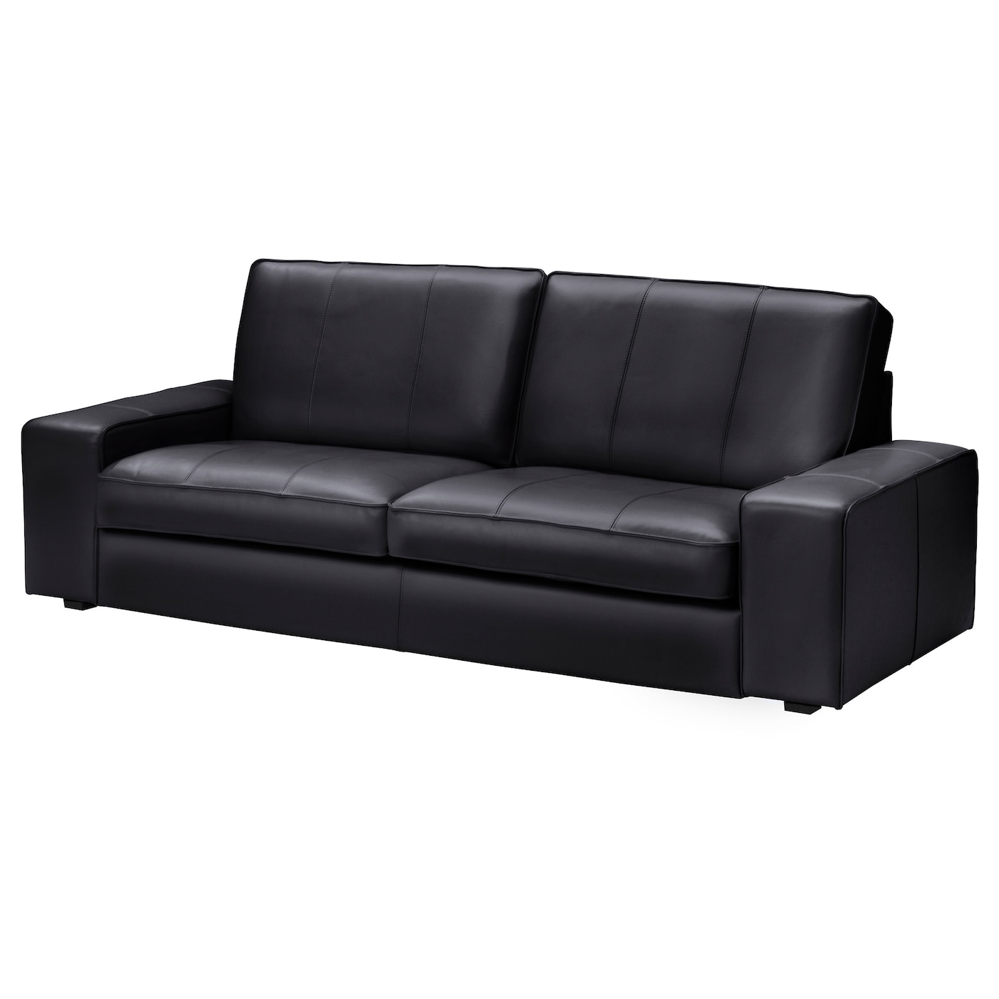 3-местный диван - IKEA KIVIK, 227х95х83 см, черный, кожа, КИВИК ИКЕА