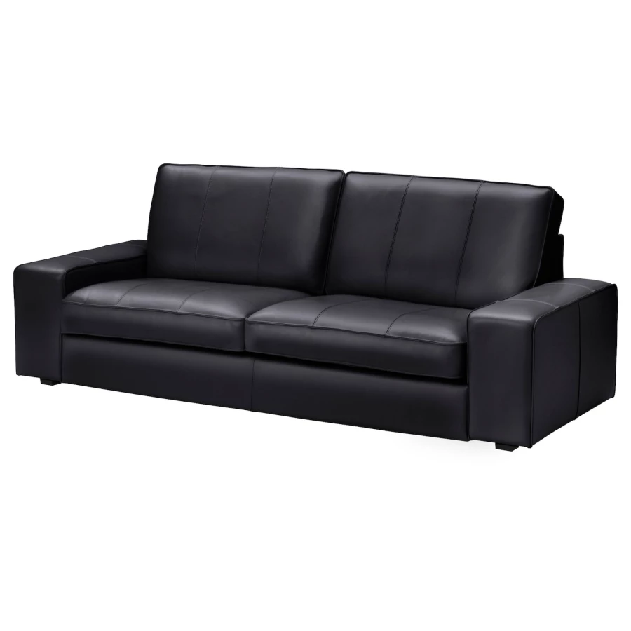 3-местный диван - IKEA KIVIK, 227х95х83 см, черный, кожа, КИВИК ИКЕА (изображение №1)