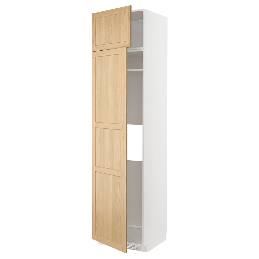 Высокий кухонный шкаф - IKEA METOD/МЕТОД ИКЕА, 240х60х60 см, белый/светло-коричневый (изображение №1)