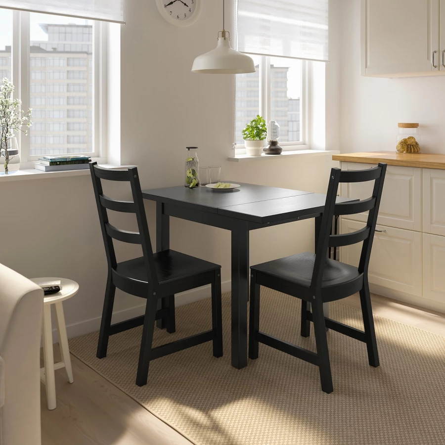 Стол и 4 стула - NORDVIKEN / NORDVIKEN IKEA/ НОРДВИКЕН  ИКЕА,  74/104x74 см, черный (изображение №3)
