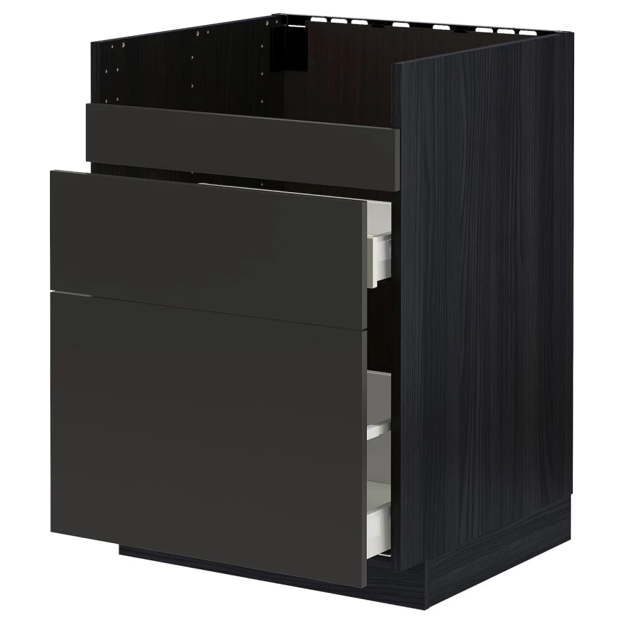 Шкаф под раковину /3 шт/2 шт - METOD / HAVSEN/MAXIMERA  IKEA/ МЕТОД/ХАВСЕН/МАКСИМЕРА ИКЕА, 88х60 см,  черный (изображение №1)