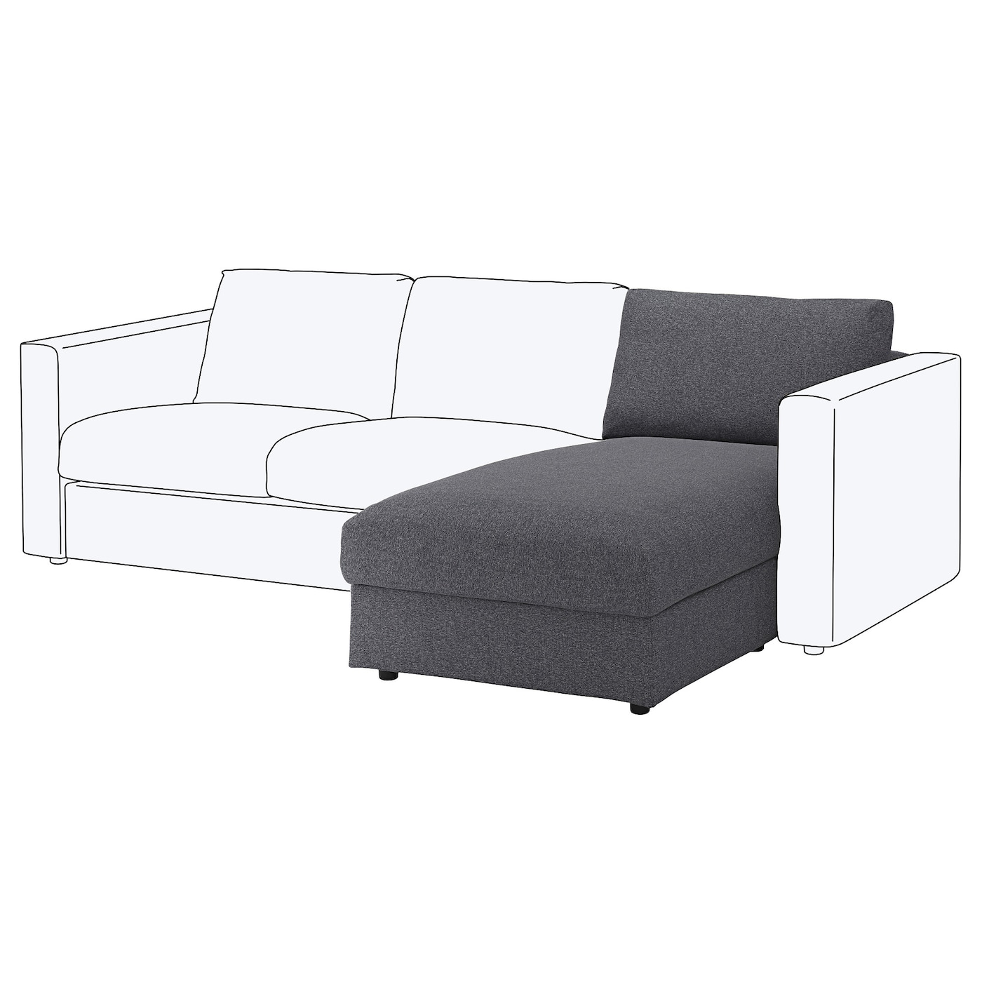 Чехол для 1-местной секции-кушетки дивана - IKEA VIMLE/ВИМЛЕ ИКЕА , серый