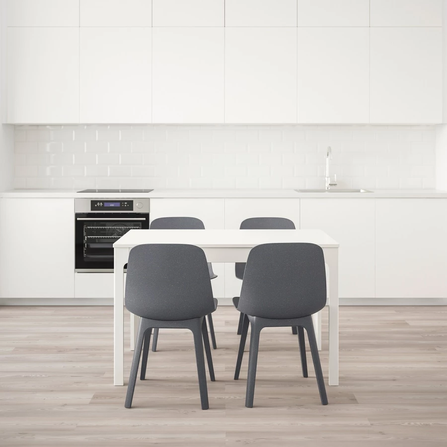 Стол и 4 стула - IKEA EKEDALEN/ODGER/ЭКЕДАЛЕН/ОДГЕР ИКЕА, 120/180х80 см, белый/темно-голубой (изображение №2)
