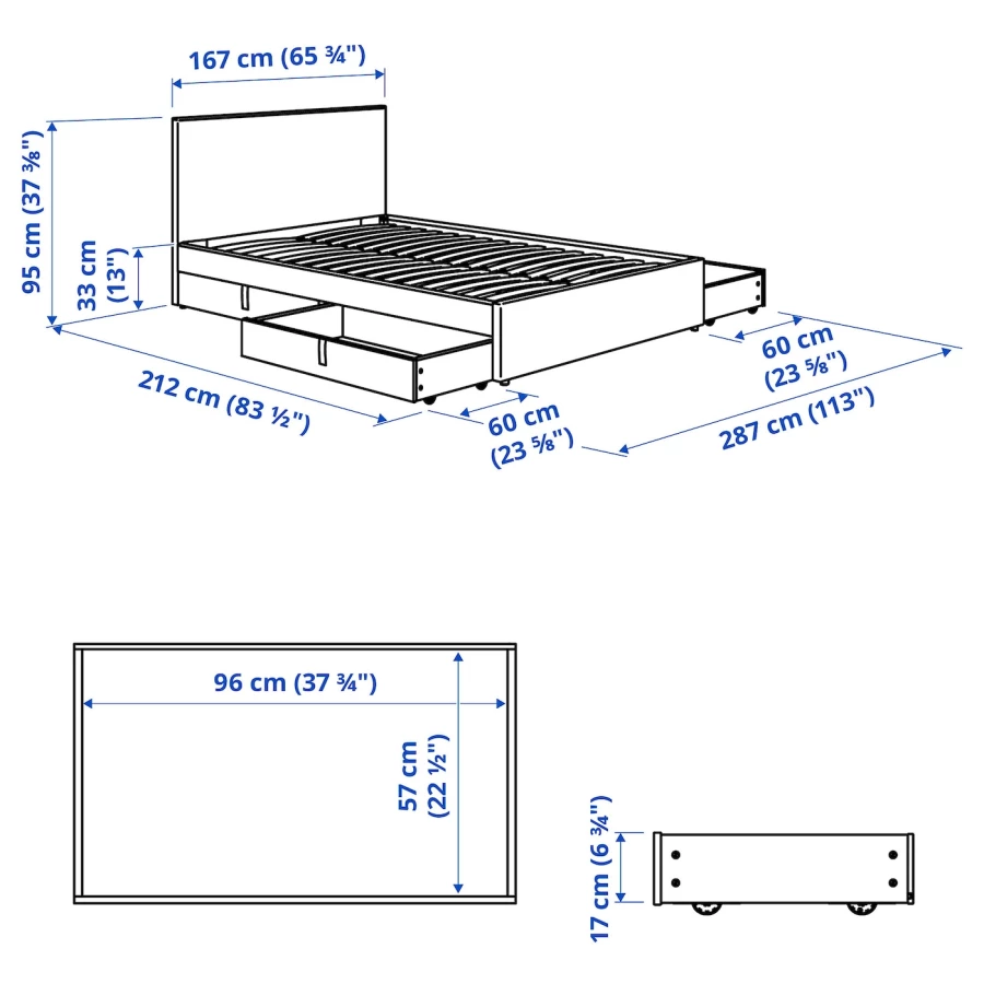 Основание двуспальной кровати - IKEA GLADSTAD, 200х160 см, светло серый, ГЛАДСТАД ИКЕА (изображение №9)