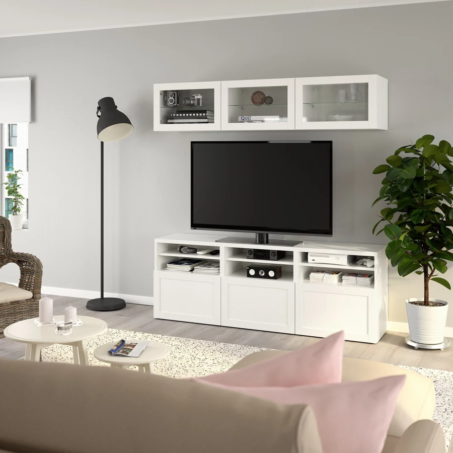 Комбинация для хранения ТВ - IKEA BESTÅ/BESTA, 192x42x180см, белый, БЕСТО ИКЕА (изображение №4)