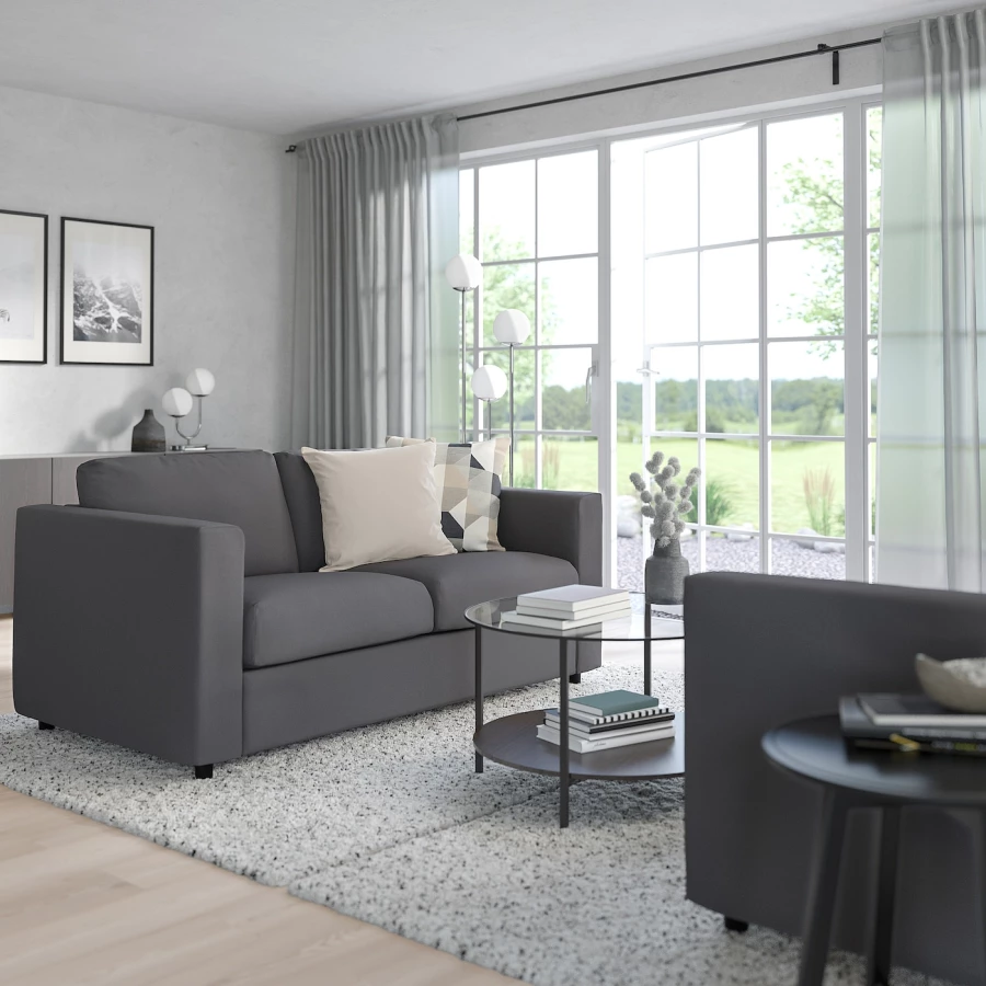 2-местный диван - IKEA VIMLE, 98x190см, темно-серый, ВИМЛЕ ИКЕА (изображение №3)
