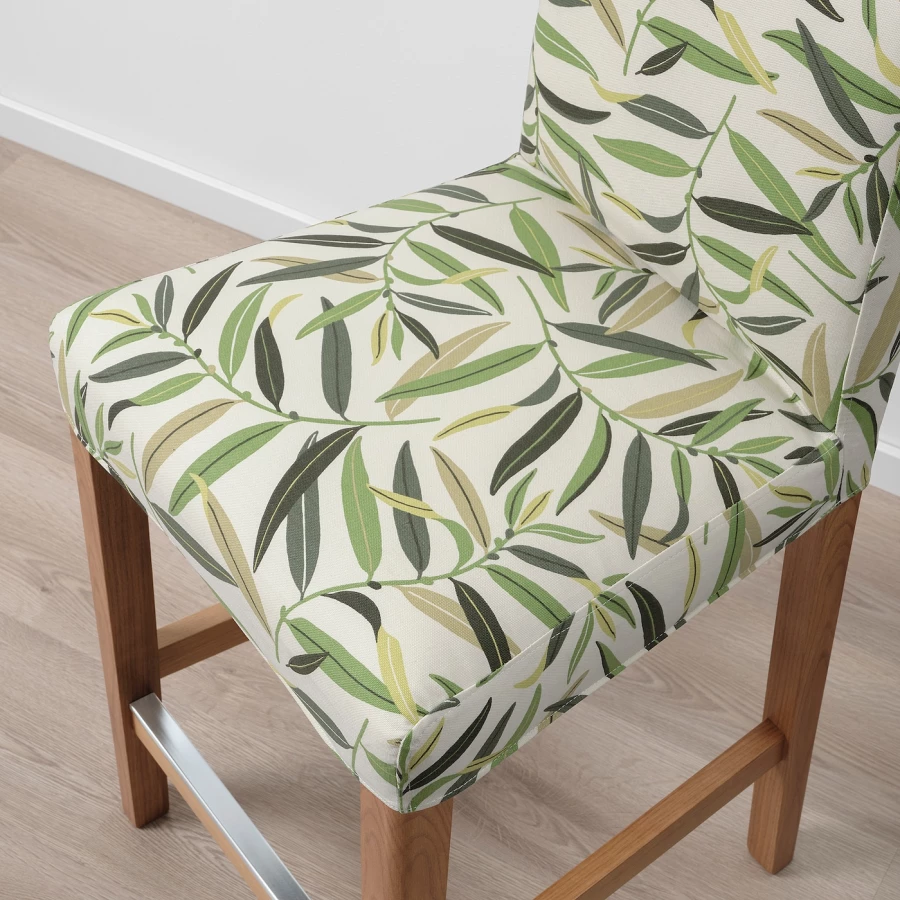 Барный стул со спинкой - BERGMUND IKEA/БЕРГМУНД ИКЕА, 97х45х48см, белый с рисунком (изображение №8)