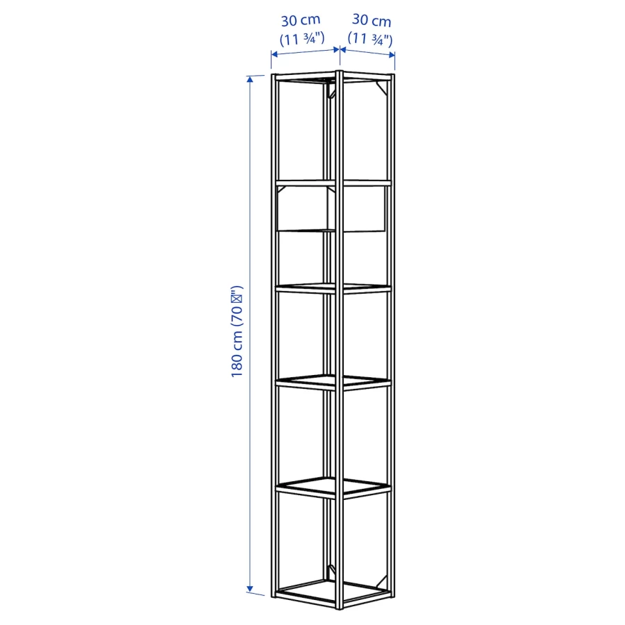 Стеллаж - IKEA ENHET, 30х30х180 см, белый, ЭНХЕТ ИКЕА (изображение №4)