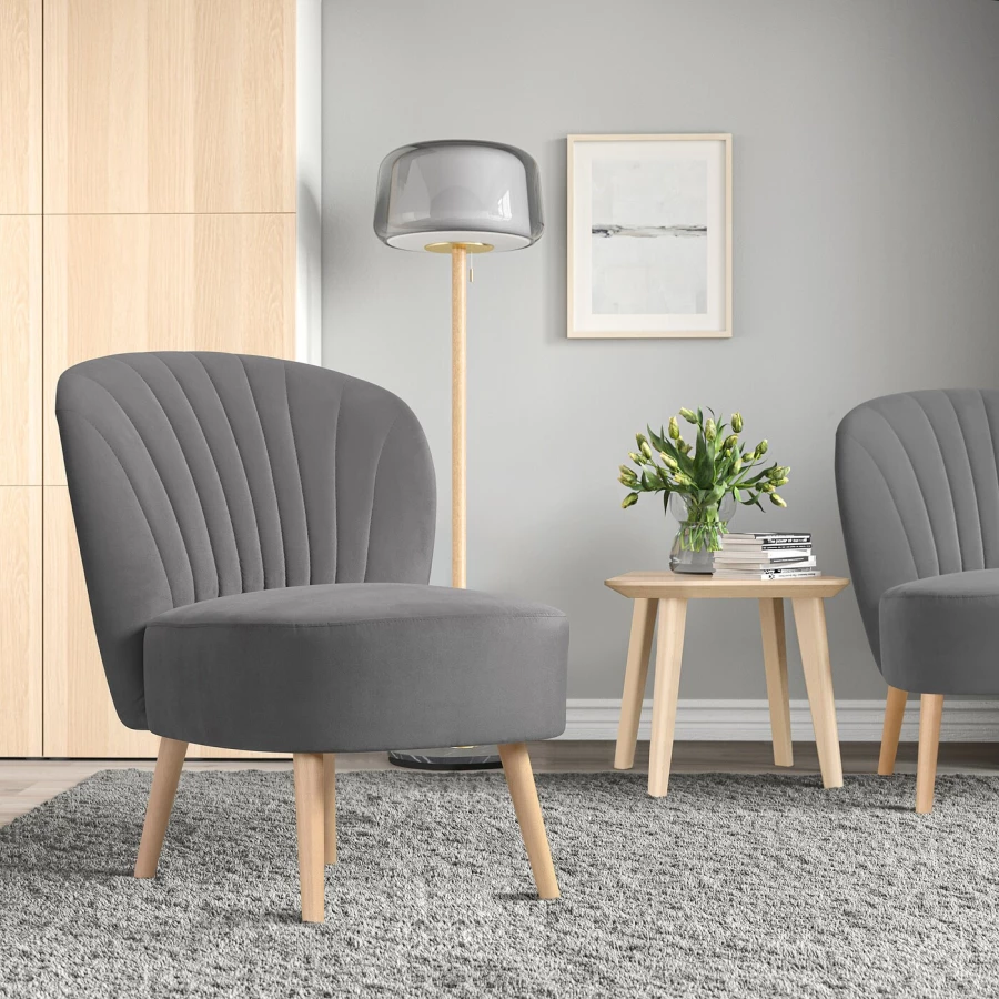 Кресло - IKEA BILLHAMN/БИЛЛХАМН, 59х78х82 см, серый (изображение №2)