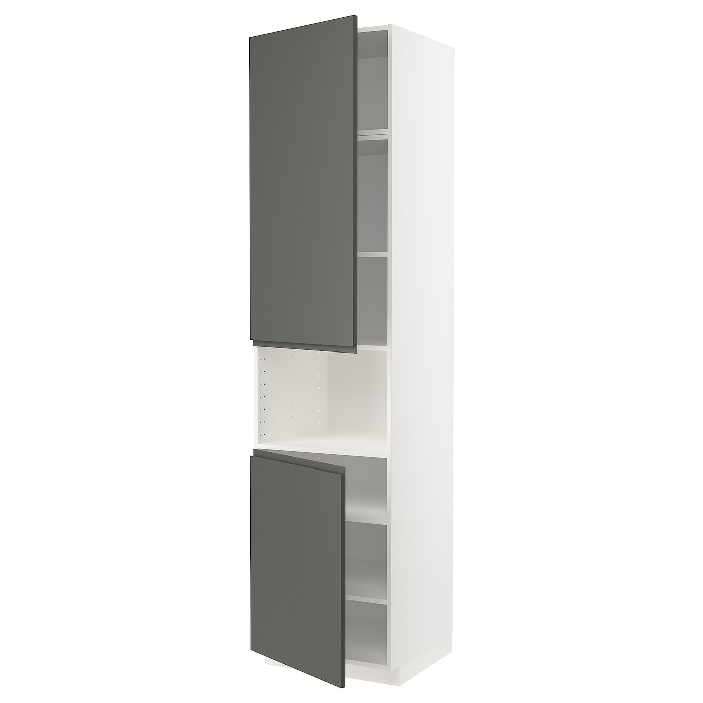 Кухонный шкаф-пенал - IKEA METOD/МЕТОД ИКЕА, 240х60х60 см, белый/темно-серый