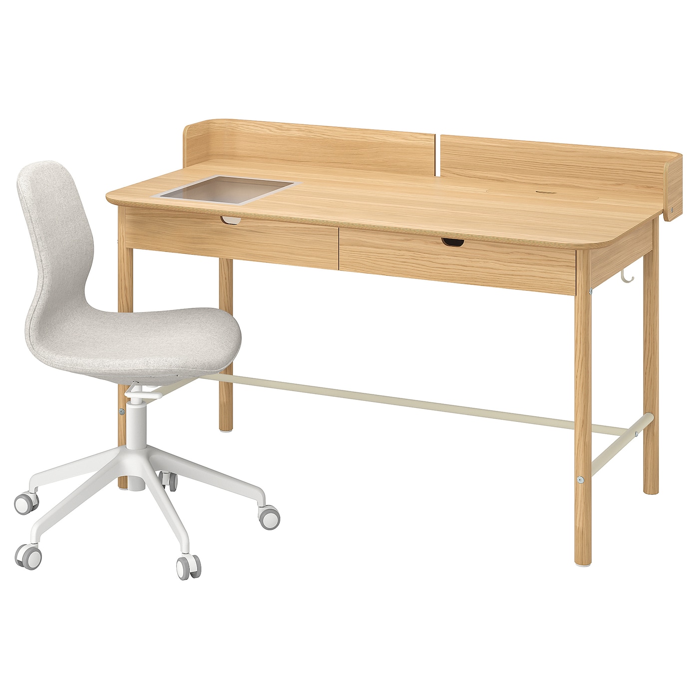 Комбинация: стол и стул - IKEA RIDSPÖ/RIDSPO/LÅNGFJÄLL/LANGFJALL, 140х70 см, дуб, РИДСПО/ЛАНГФЬЕЛЛЬ ИКЕА