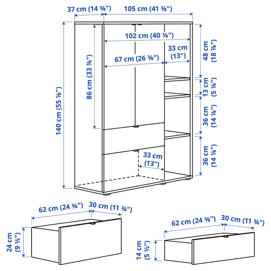 Комбинация для хранения - VIHALS IKEA/ ВИХАЛС ИКЕА, 245x47x140 см , белый (изображение №7)