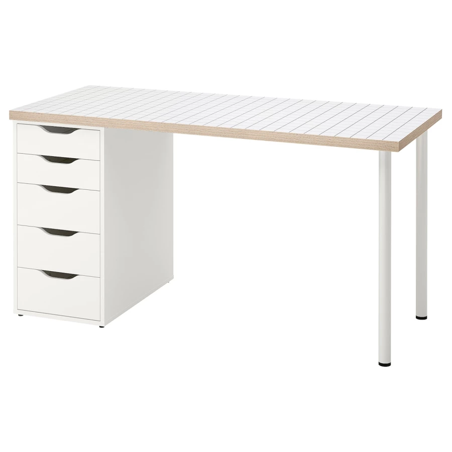 Письменный стол с ящиком - IKEA LAGKAPTEN/ALEX, 140x60 см, белый антрацит, АЛЕКС/ЛАГКАПТЕН ИКЕА (изображение №1)