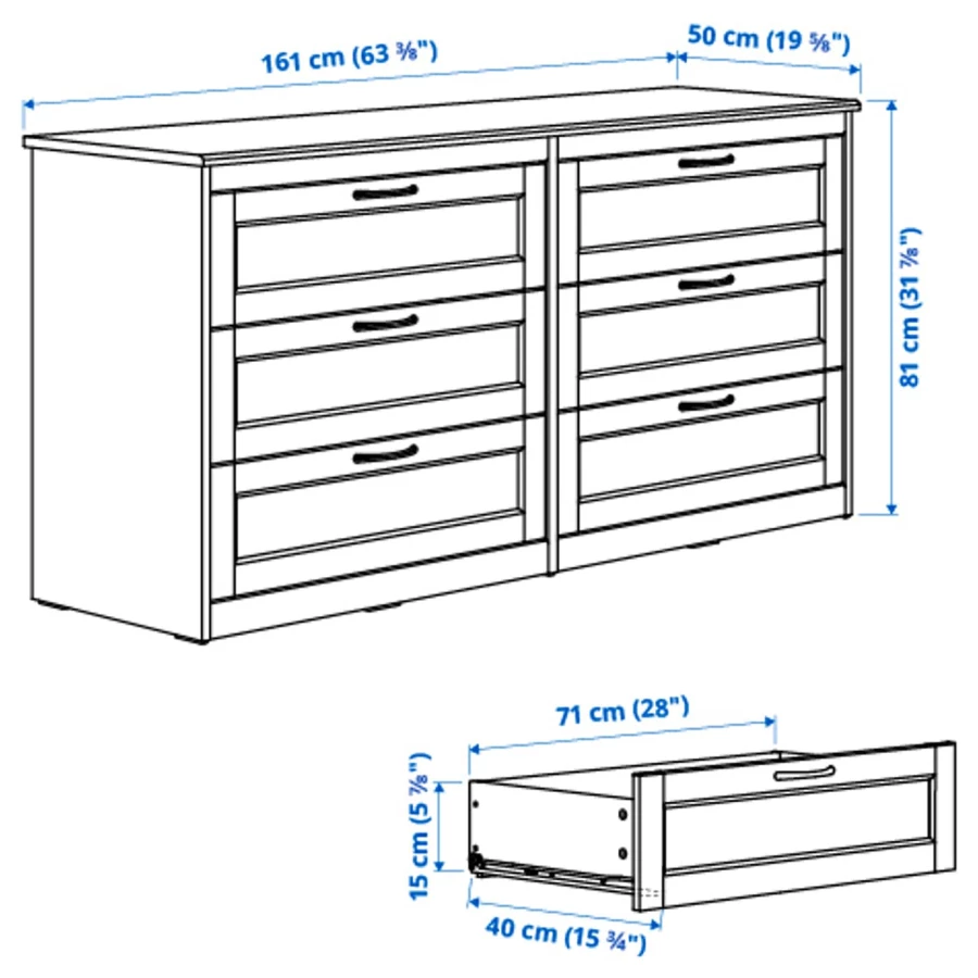 Комбинация мебели для спальни - IKEA SONGESAND, 200x140см, белый, СОНГЕСАНД ИКЕА (изображение №10)