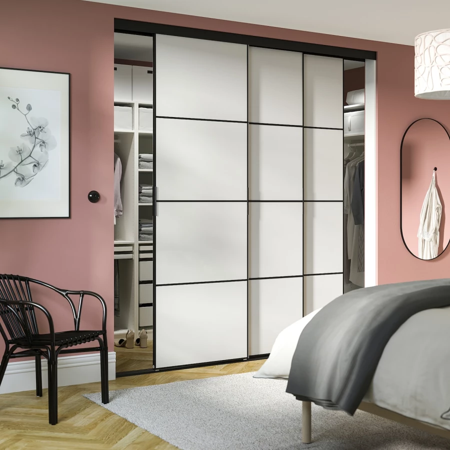 Комбинация раздвижных дверей - SKYTTA/HOKKSUND IKEA/ СКЮТТА/ХОККСУНД ИКЕА, 240х226 см, серый (изображение №2)