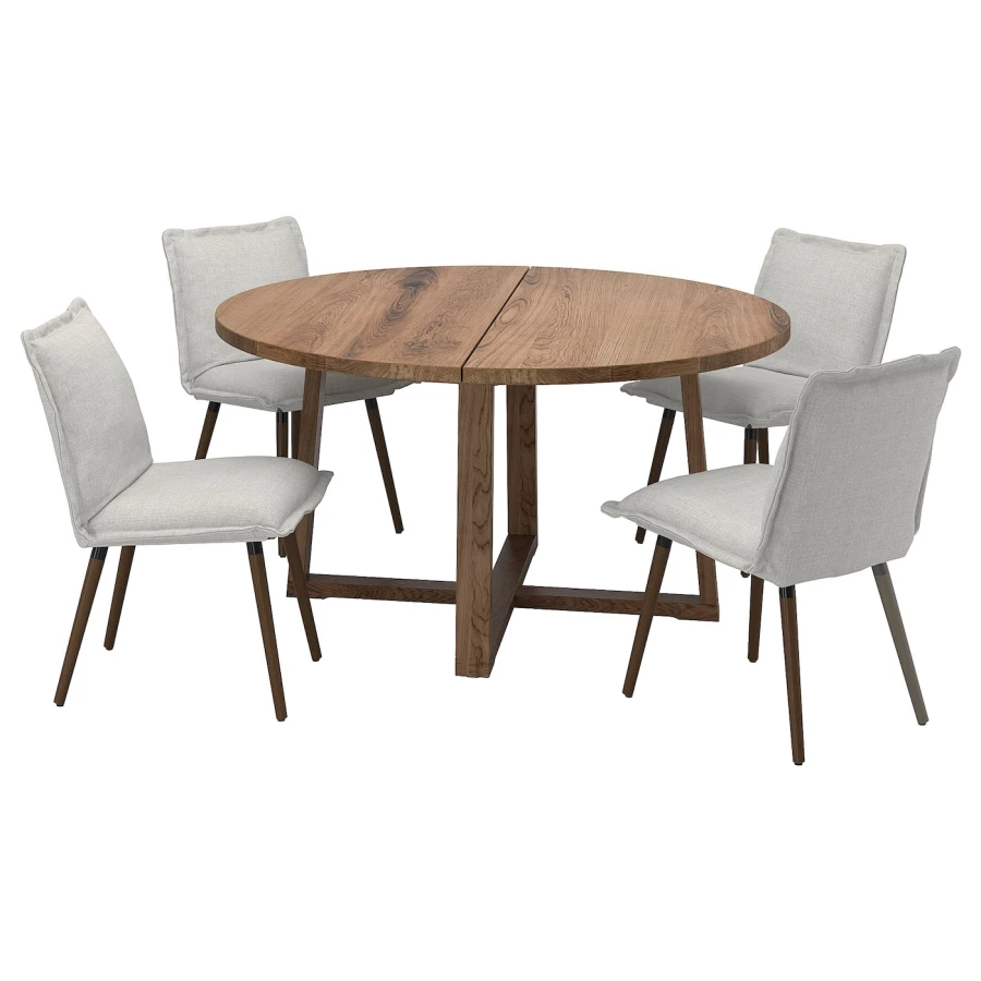 Стол и 4 стула - MÖRBYLÅNGA / KLINTEN/ MОRBYLАNGA IKEA/  МЁРБИЛОНГА / КЛИНТЕН ИКЕА,  145х75/ 81 см,  коричневый/ серый (изображение №1)