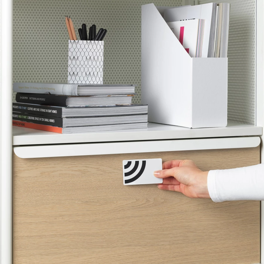 Офисный шкаф с умным замком - IKEA BEKANT, белый, 61х45х101 см, БЕКАНТ ИКЕА (изображение №7)