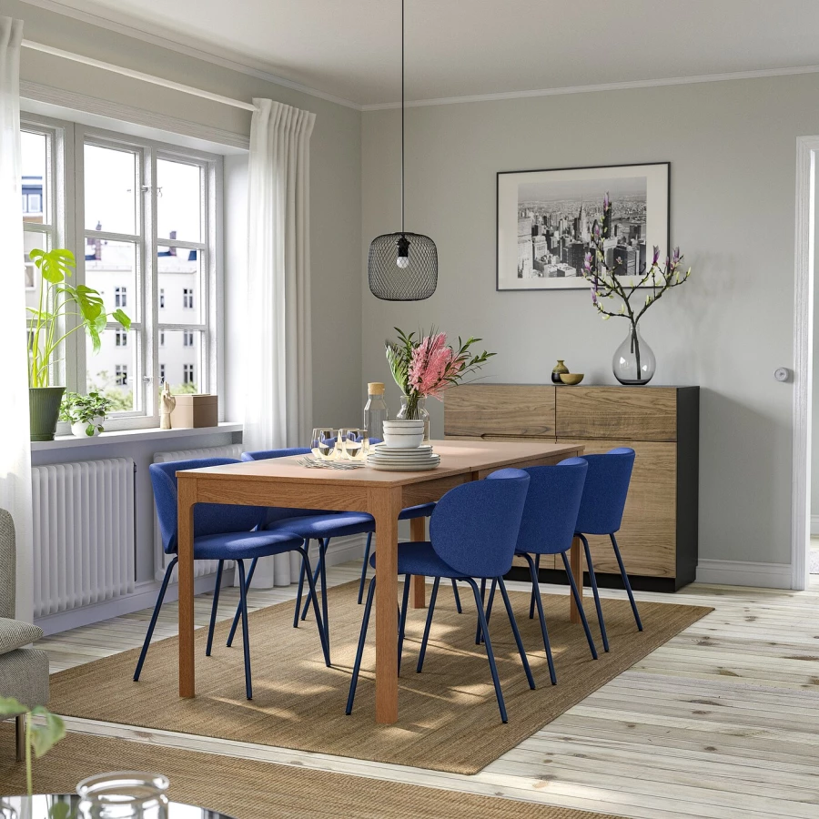 Стол и 4 стула - EKEDALEN / KRYLBO IKEA/ ЭКЕДАЛЕН/КРЫЛЬБО ИКЕА, 180/120х80х75   см, синий/коричневый (изображение №2)